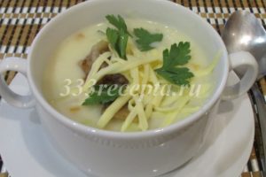 <p lang="ru-RU">При подаче суп украшаем хрустящим беконом, тёртым сыром и зеленью. Приятного аппетита!</p>

